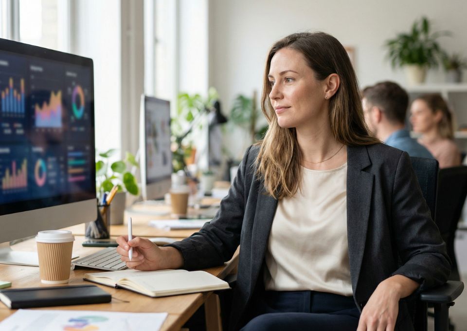 Affiliate-Team analysiert Performance-Daten im Büro